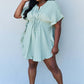 Out Of Time Full Size Ruffle Hem Dress with Drawstring Waistband in Light Sage