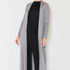 Pleated Long Sleeve Cardigan - Gray