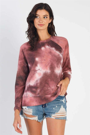 TASHA APPAREL Tie-Dye Round Neck Long Sleeve Sweatshirt at Bella Road