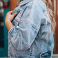 Distressed Drop Shoulder Denim Jacket