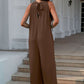 DOUBLE TAKE Full Size Tie Back Cutout Sleeveless Jumpsuit at Bella Road