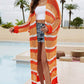 BELLA ROAD Striped Open Front Side Slit Duster Cover Up at Bella Road