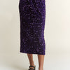 J.NNA Sequin Back Slit Midi Skirt - Royal Purple