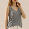 V-Neck Curved Hem Tank by Ninexis - H GREY