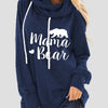 Bella Road Drawstring Letter Graphic Long Sleeve Hoodie - Dark Blue