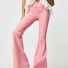 Asymmetric Waist Flare Jeans - Watermelon pink