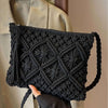 Woven Braided Strap Shoulder Bag - Black