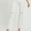 RISEN High Rise Button Fly Straight Ankle Jeans - White