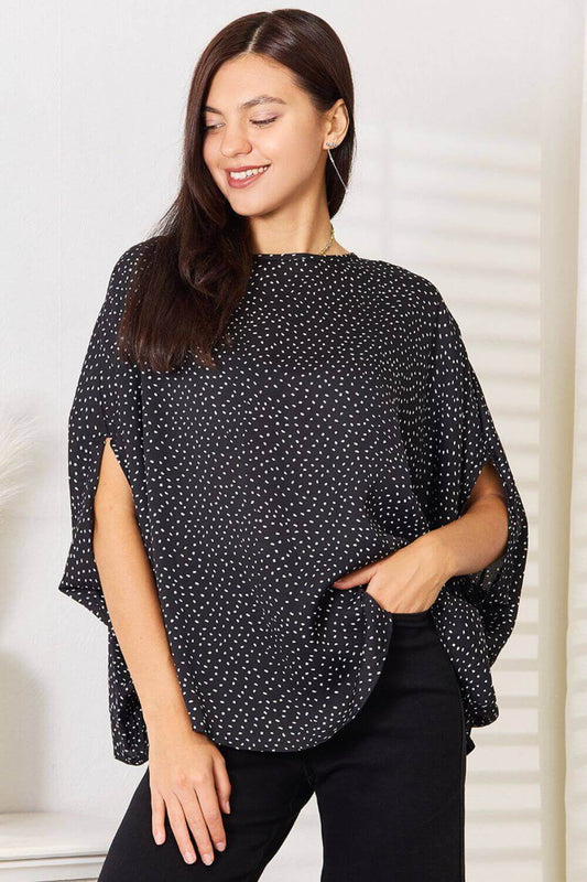 DOUBLE TAKE Printed Dolman Sleeve Round Neck Blouse at Bella Road