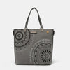 Nicole Lee USA Metallic Stitching Embroidery Inlaid Rhinestone Tote Bag - Gray