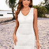 Openwork Wide Strap Cover-Up Dress - White