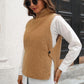 Ribbed Mock Neck Sleeveless Sweater Vest