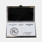 Open Nicole Lee USA printed business card case with business card inside