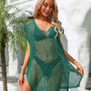 Side Slit Plunge Openwork Cover-Up - Green