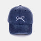 Bow Embroidered Washed Cotton Caps