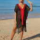 BELLA ROAD Contrast Fringe Trim Openwork Cover-Up Dress at Bella Road