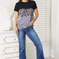 DOUBLE TAKE Leopard Print Color Block Short Sleeve T-Shirt at Bella Road