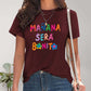 Letter Graphic Round Neck Short Sleeve T-Shirt