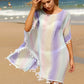 Tassel Boat Neck Half Sleeve Cover Up