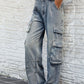 Bella Road washed jeans with pockets, buttoned denim pants, casual and stylish, front view.