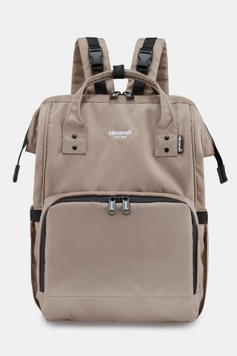 Himawari waterproof anti-theft large nylon backpack in beige with multiple compartments for travel and everyday use.