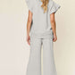 DOUBLE TAKE Texture Ruffle Short Sleeve Top and Drawstring Wide Leg Pants Set at Bella Road