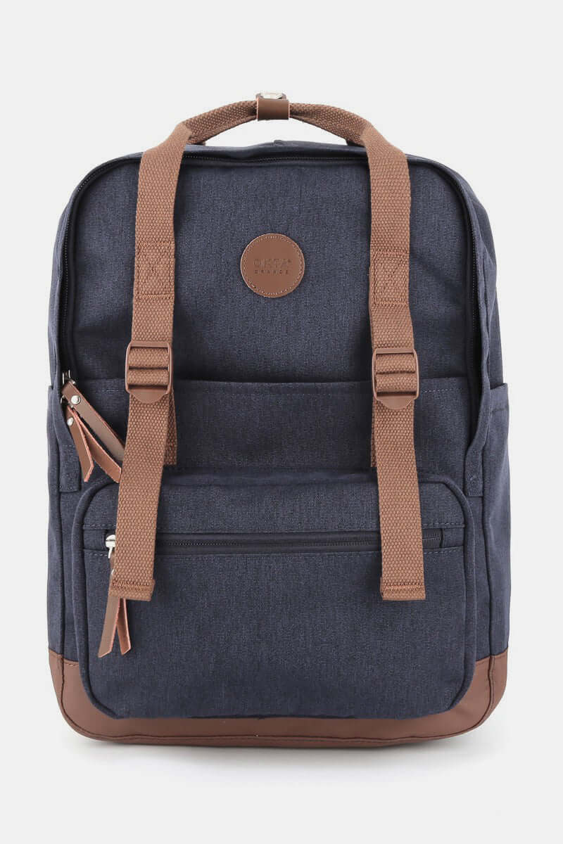 Himawari waterproof canvas backpack with brown straps and side pockets, perfect for stylish and practical adventures.