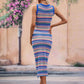 BELLA ROAD Striped Round Neck Sleeveless Midi Cover Up Dress at Bella Road