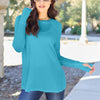 Round Neck Long Sleeve T-Shirt - Teal