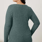 Ribbed V-Neck Long Sleeve T-Shirt