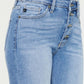 Distressed Cat's Whiskers Button Fly Jeans with retro button fly closure showing off casual cool style