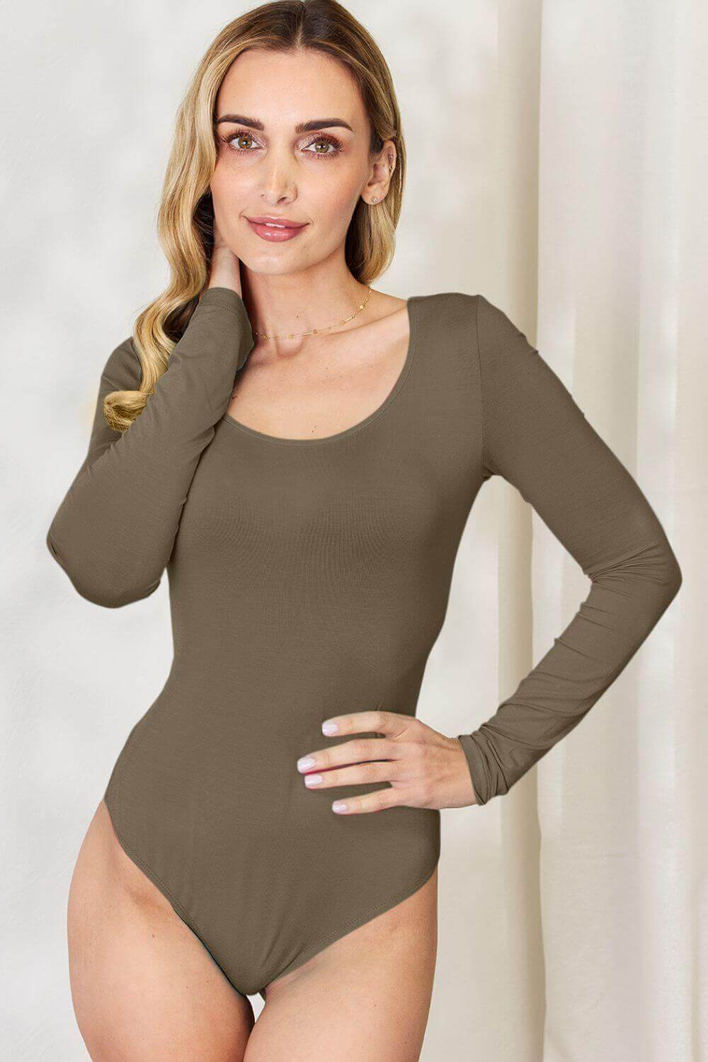 BASIC BAE Full Size Round Neck Long Sleeve Bodysuit at Bella Road