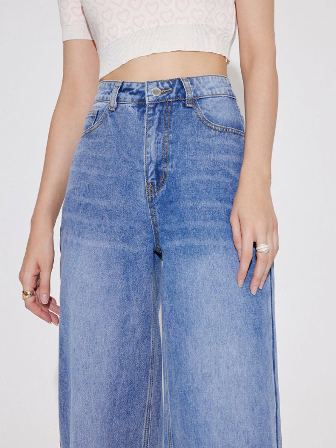 Bella Road High Waist Straight Leg Jeans with Pockets for a chic street style look.