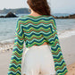 BELLA ROAD Striped Boat Neck Long Sleeve Cover Up at Bella Road