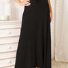 Soft Rayon Drawstring Waist Maxi Skirt Rayon | Full Size - Black