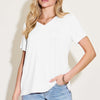 Bamboo V-Neck High-Low T-Shirt - White