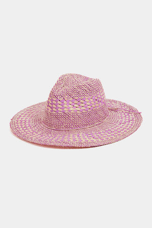 FAME Checkered Straw Weave Sun Hat at Bella Road