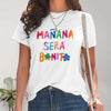 Letter Graphic Round Neck Short Sleeve T-Shirt - White