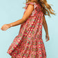 Full Size Ruffled Printed Dress with Side Pockets