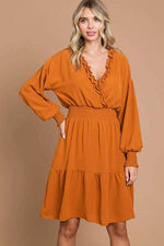 CULTURE CODE Full Size Frill Smocked Lantern Sleeve Mini Dress at Bella Road