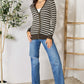 Full Size Striped Snap Down Cardigan