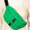 Fame Carabiner Bubble Texture Quilted Sling Bag - Green