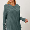 Basic Bae Ribbed Thumbhole Sleeve T-Shirt - Turquoise