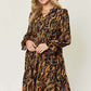 DOUBLE TAKE Full Size Printed Ruffle Hem Long Sleeve Dress at Bella Road