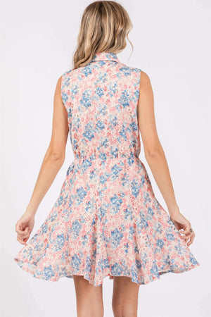 GEEGEE Full Size Floral Eyelet Sleeveless Mini Dress at Bella Road