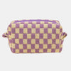 Zenana Checkered Pattern Knitted Cosmetic Pouch - Lavender