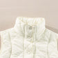 Ivory Bella Road Snap Down Texture Vest Coat with high collar and pockets, perfect for chic fall and winter styling.