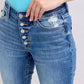 Judy Blue plus size distressed jeans showcasing button fly and pockets, perfect for casual style and comfort.