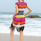 Fringe Color Block Sleeveless Cover Up