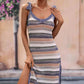 BELLA ROAD Striped Tie Shoulder Split Cover Up Dress at Bella Road